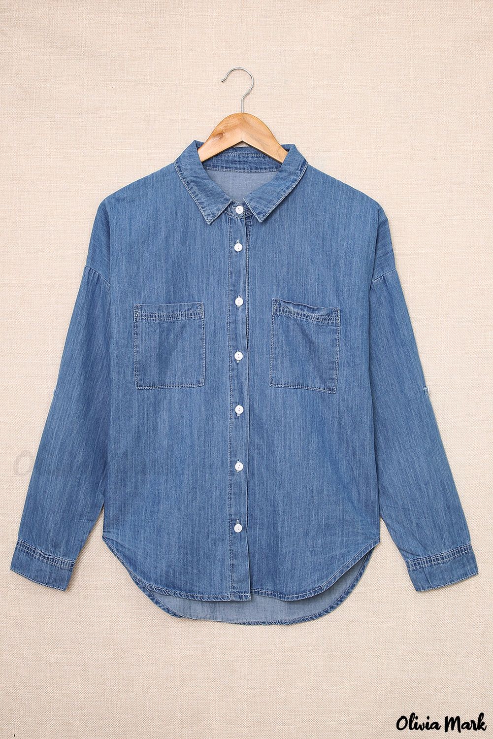 Deanwangkt - Buttoned denim shirt with turn-down collar and long sleeves - Deanwangkt