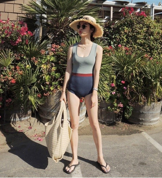 Back To School outfits Korean Style One Piece Swimwear Women Solid Swimwear Push Up Swimsuit High Quality Bathing Suit Sexy Monokini Beachwear Deanwangkt New - Deanwangkt