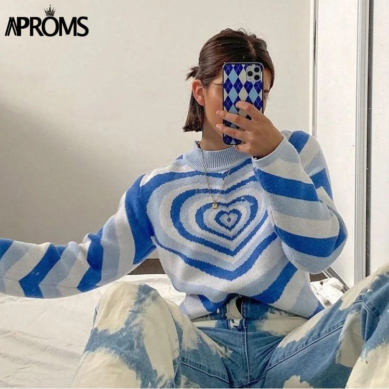 Christmas Gift Aproms Fashion Stripes Print Sweaters Women Winter Knitted Warm Pullovers Female Long Jumpers Streetwear Loose Outerwear Deanwangkt - Deanwangkt