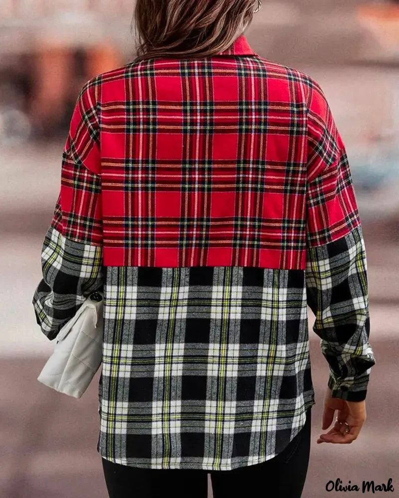 Deanwangkt - Long-sleeved button-up shirt in color block check print - Deanwangkt