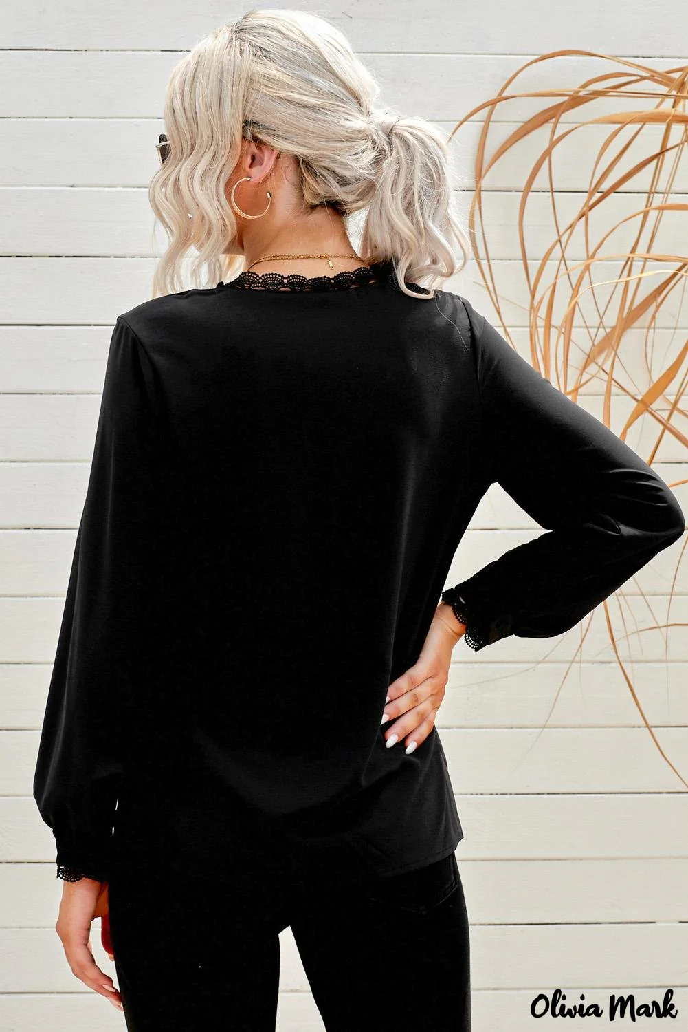 Deanwangkt - Black Crochet Lace Button Down Long Sleeve Shirt - Deanwangkt