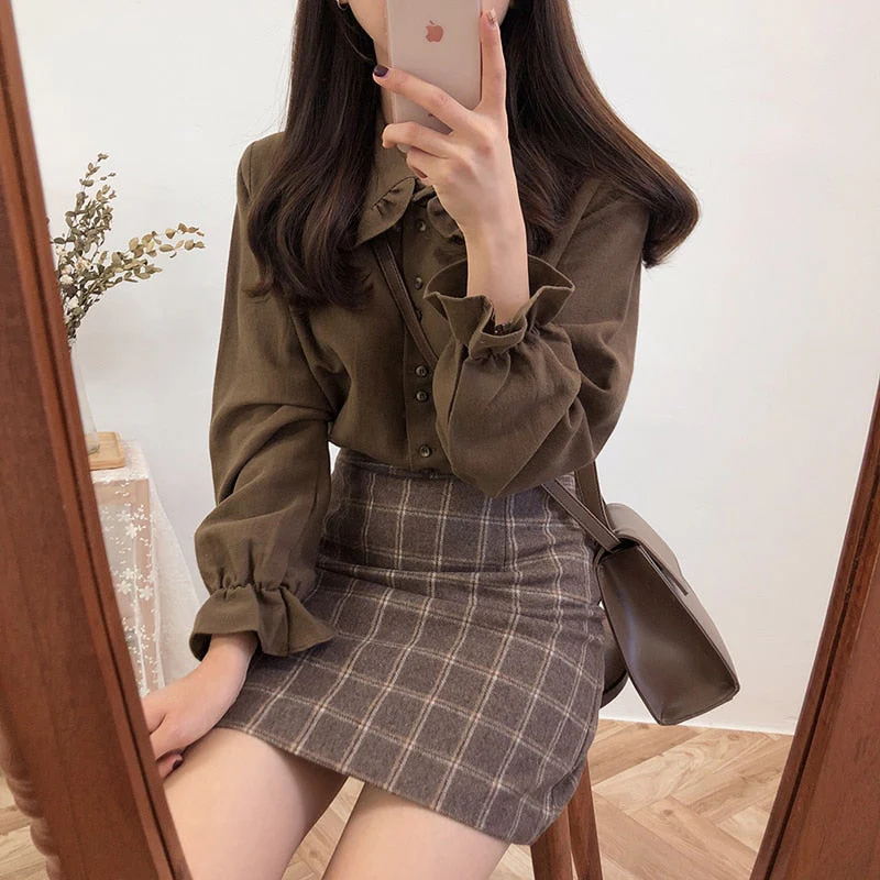 Christmas Gift Autumn  white shirt Summer femme Casual loose Women Long sleeve Girls Blouse New Women Blouses Tops Loose Female Blusas - Deanwangkt