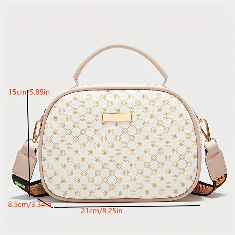 deanwangkt-1  Polka Dot Print Handbag, Fashion Small Crossbody Bag, Women's Double Zipper Purse - Deanwangkt