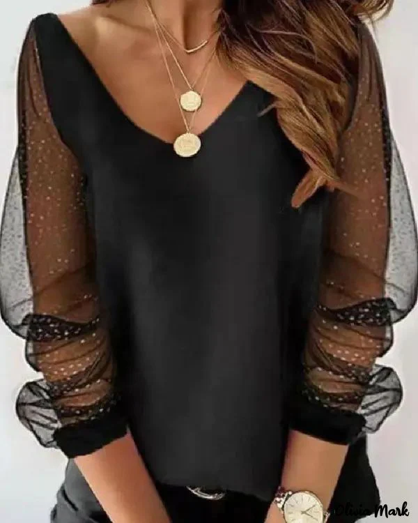 Deanwangkt - Contrast Mesh Long Sleeve Top - Deanwangkt