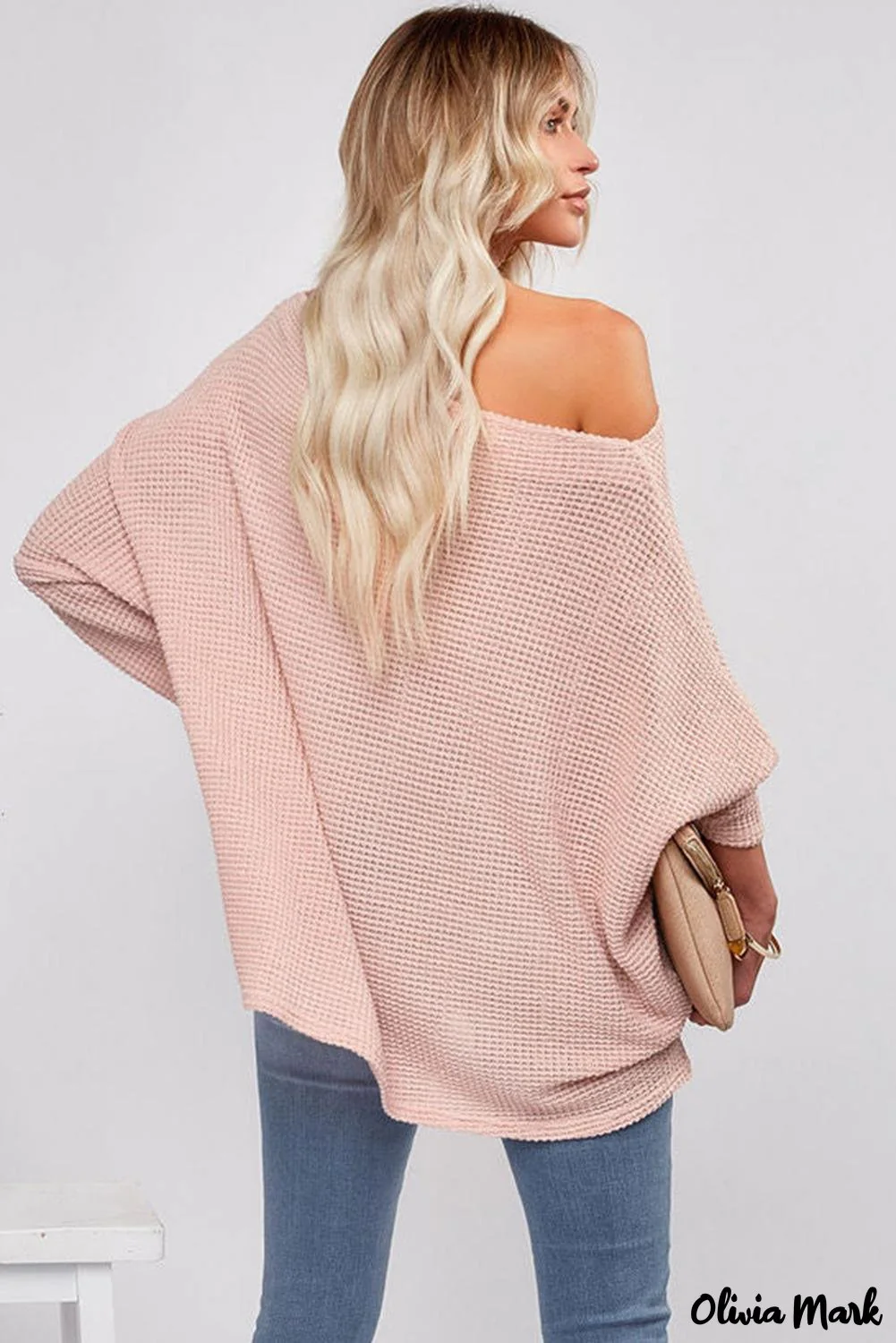 Deanwangkt - Pink Waffle Mesh Eyelet Long Sleeve Blouse - Deanwangkt