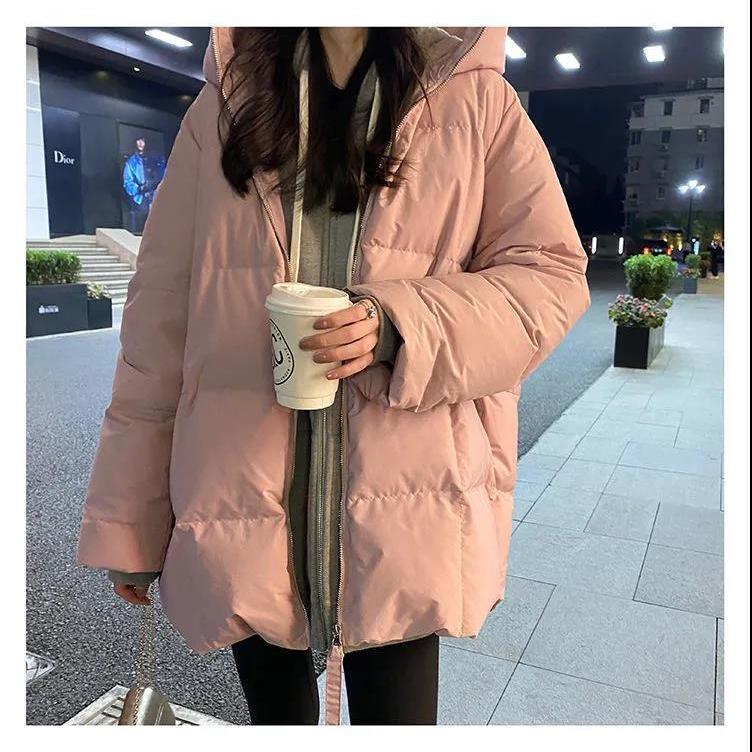 Christmas Gift Deanwangkt New Korean Version of Loose Turtle Back Profile Thick Winter Mid-length Bread Coat Jacket Tide Down Cotton Jacket Women - Deanwangkt