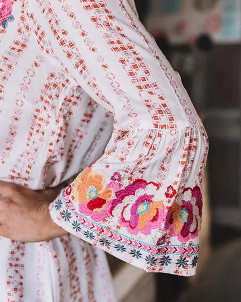 Deanwangkt - Floral print top with flared sleeves - Deanwangkt