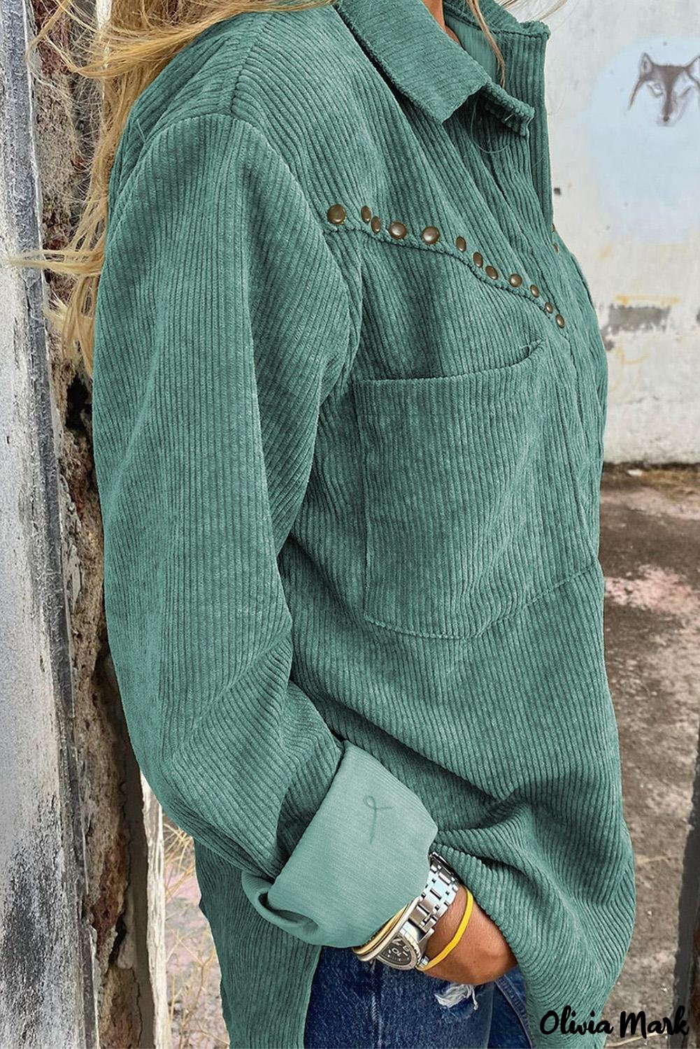 Deanwangkt - Beige corduroy buttoned long sleeve shirt with pockets - Deanwangkt