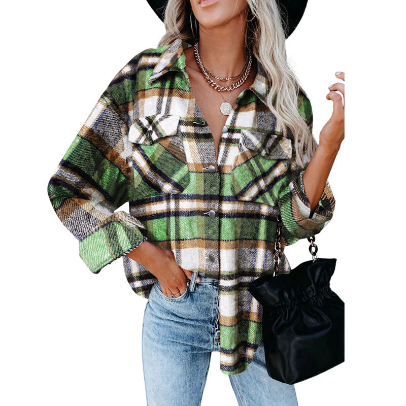 Christmas Gift Autumn Jackets Coats Women Winter Plaid Jacket Female Overshirt Long Checkered Jacket Women Shirt Coat For Women Deanwangkt - Deanwangkt