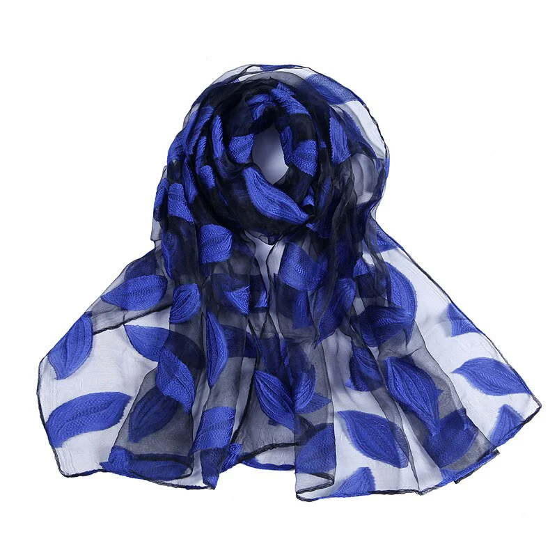 Christmas Gift Deanwangkt New Spring Summer Scarf Women Fashion Leaf Cut Flowers Scarves Elegant Lady's Beach Cove Up Winter Scarf For Women Shawl - Deanwangkt