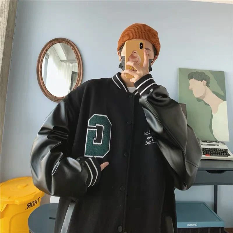 Christmas Gift Deanwangkt Spring Black G Coat American Baseball Bomber Students Jacket Loose Men Women Couples Tops Harajuku Plus Size Streetwear Be Free - Deanwangkt