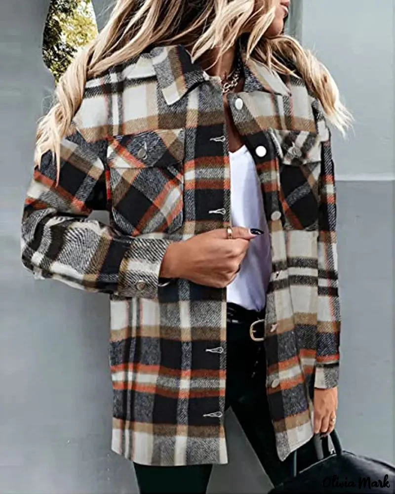 Deanwangkt - Plaid Print Long Sleeve Button Up Jacket - Deanwangkt