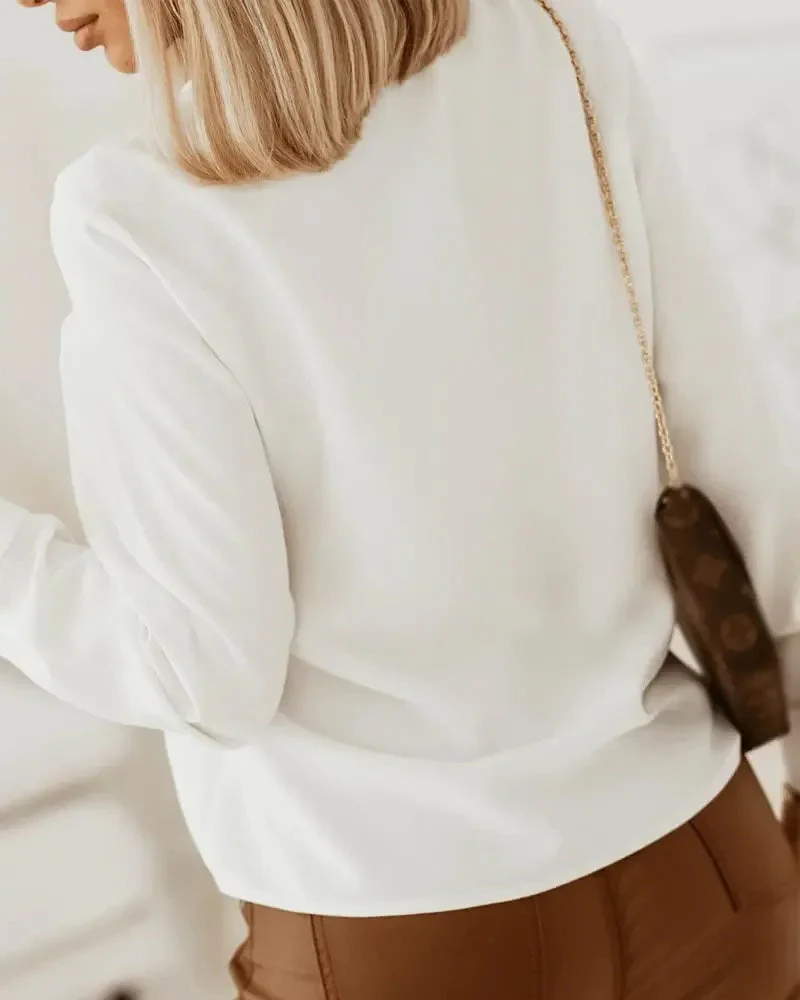 Deanwangkt - V-Cut Long Sleeve Ruched Top - Deanwangkt