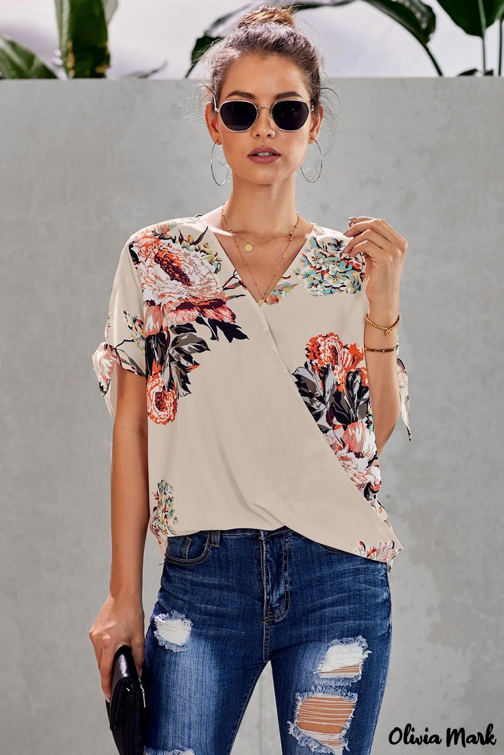 Deanwangkt - Orange Floral Twist Top - Deanwangkt