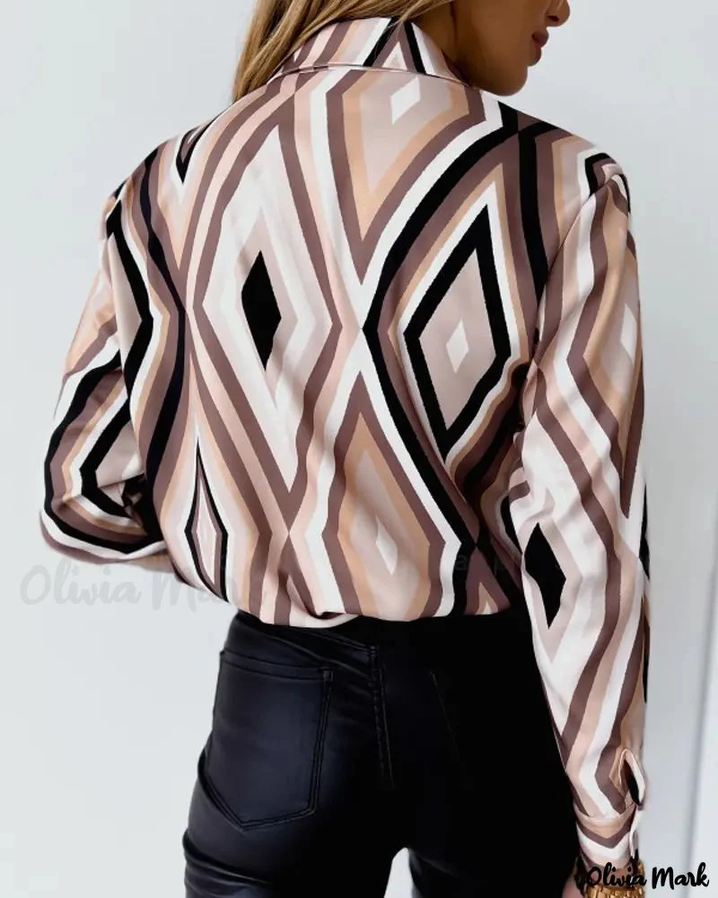 Deanwangkt - Diamond Print Long Sleeve Button Down Shirt - Deanwangkt