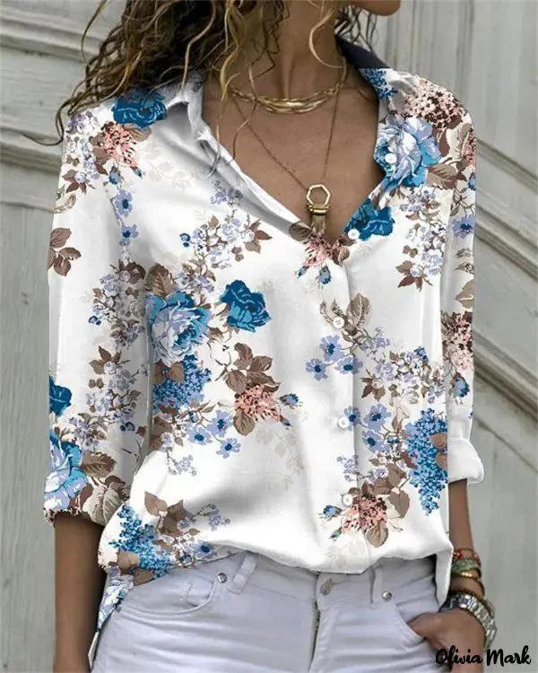 Deanwangkt - Floral Print Long Sleeve Button Down Shirt - Deanwangkt