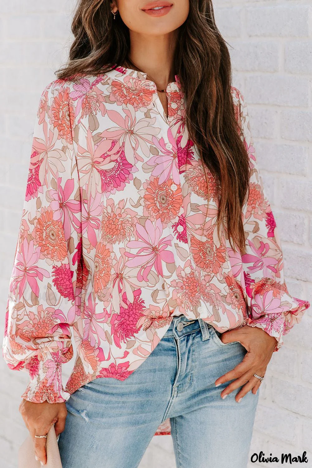 Deanwangkt - Pink floral blouse with balloon sleeves - Deanwangkt