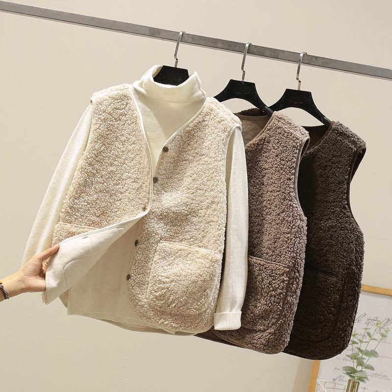 Christmas Gift Autumn Fleece Women Vest Waistcoat Winter White Vest Sleeveless Jacket Ladies Warm Thick Sleeveless Vest For Women Deanwangkt - Deanwangkt