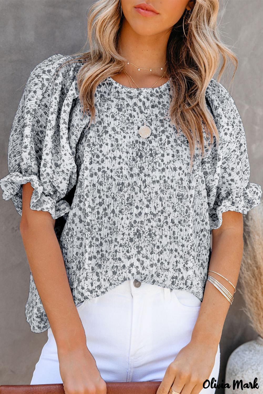 Deanwangkt - Black Floral Smocked Puff Sleeve Blouse - Deanwangkt