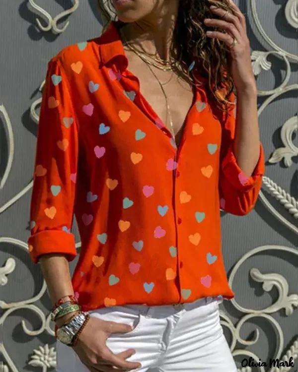 Deanwangkt - Heart Print Long Sleeve Shirt - Deanwangkt