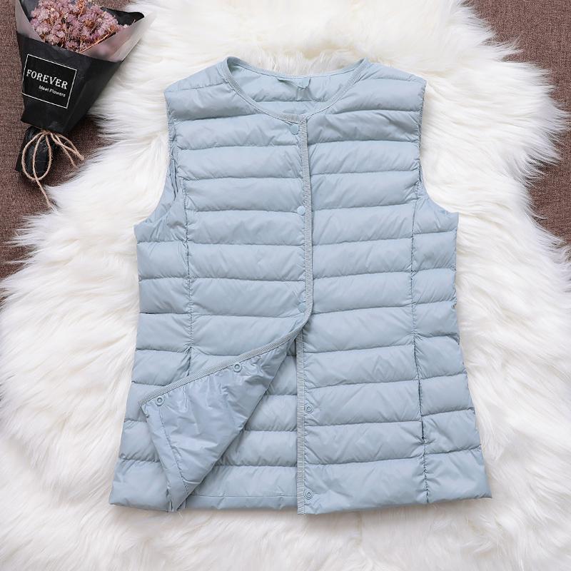 Black Friday Sales New Causal Women White Duck Down Vest Ultra Light Vest Jacket Winter Weightless Round Collar Sleeveless Coat Outwear - Deanwangkt