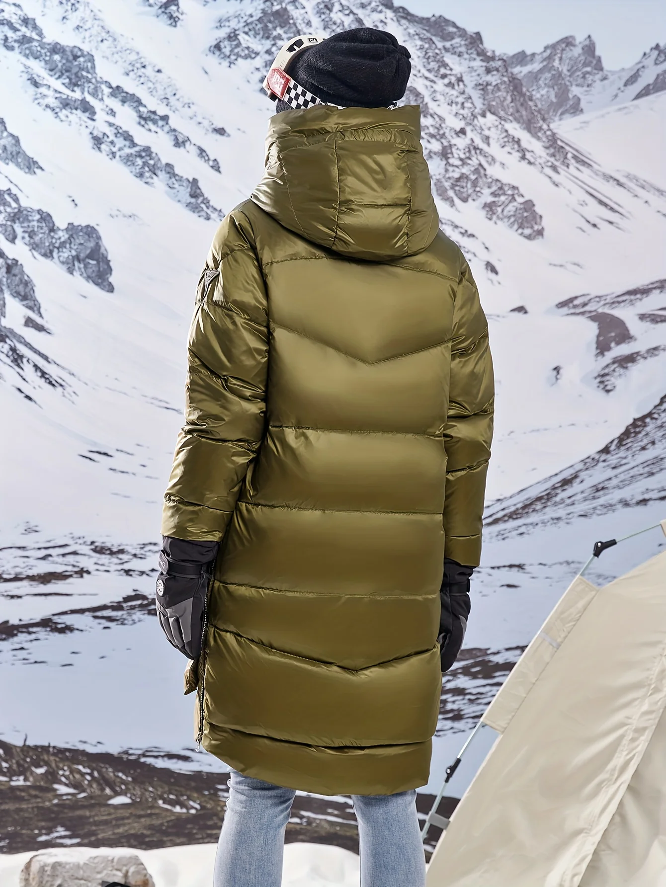 Thermal Zip-up Hoodie Knee Length Coat, Long Sleeve Pocket Puffy Outerwear For Fall & Winter, Women's Clothing - Deanwangkt