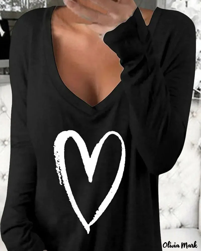 Deanwangkt - Heart Print Long Sleeve Blouse - Deanwangkt