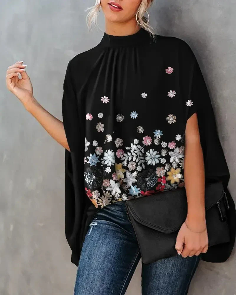 Deanwangkt - Floral print top with dolman sleeves - Deanwangkt