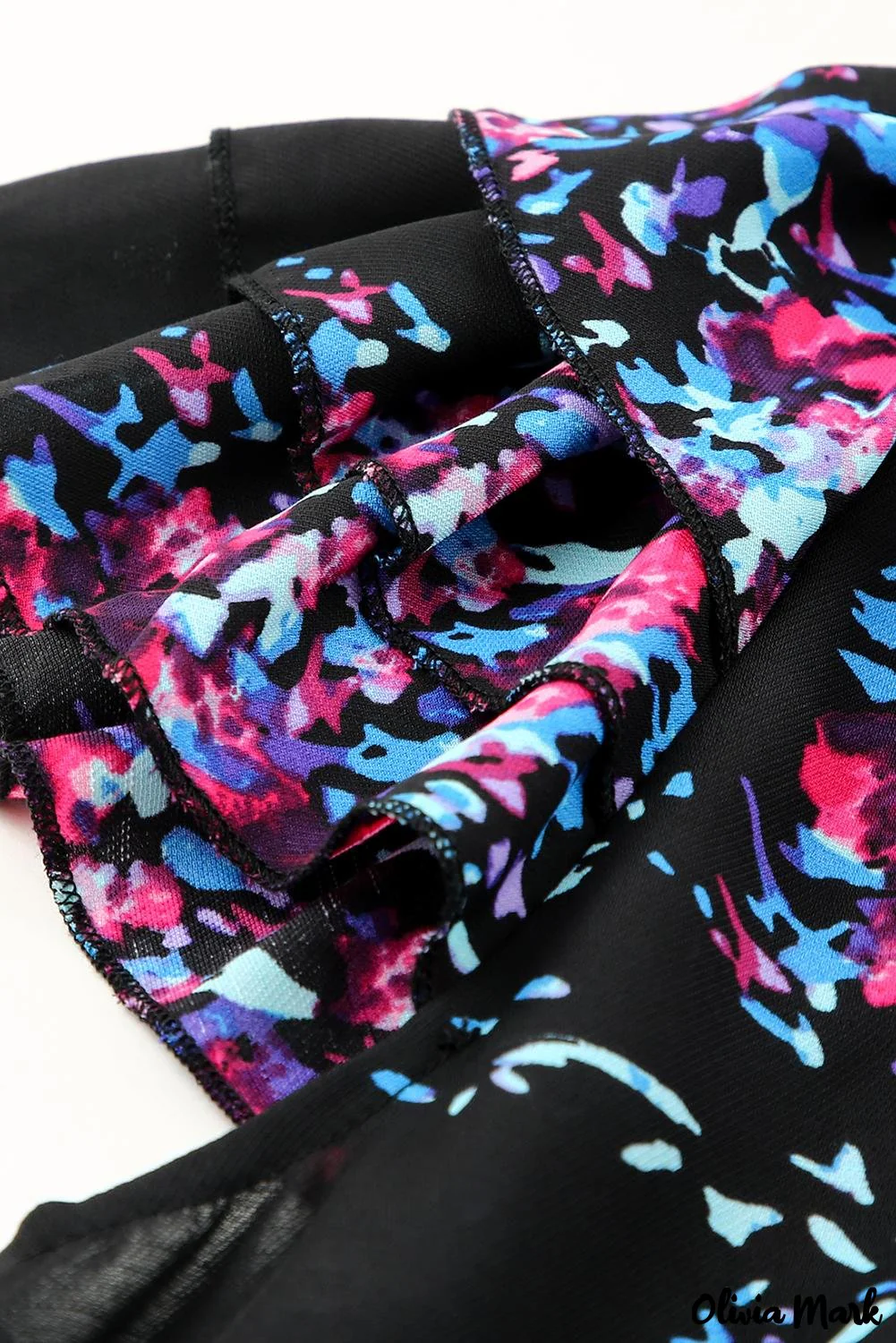 Deanwangkt - Black Tie-Dye Print Split V-Neck Butterfly Sleeve Blouse - Deanwangkt