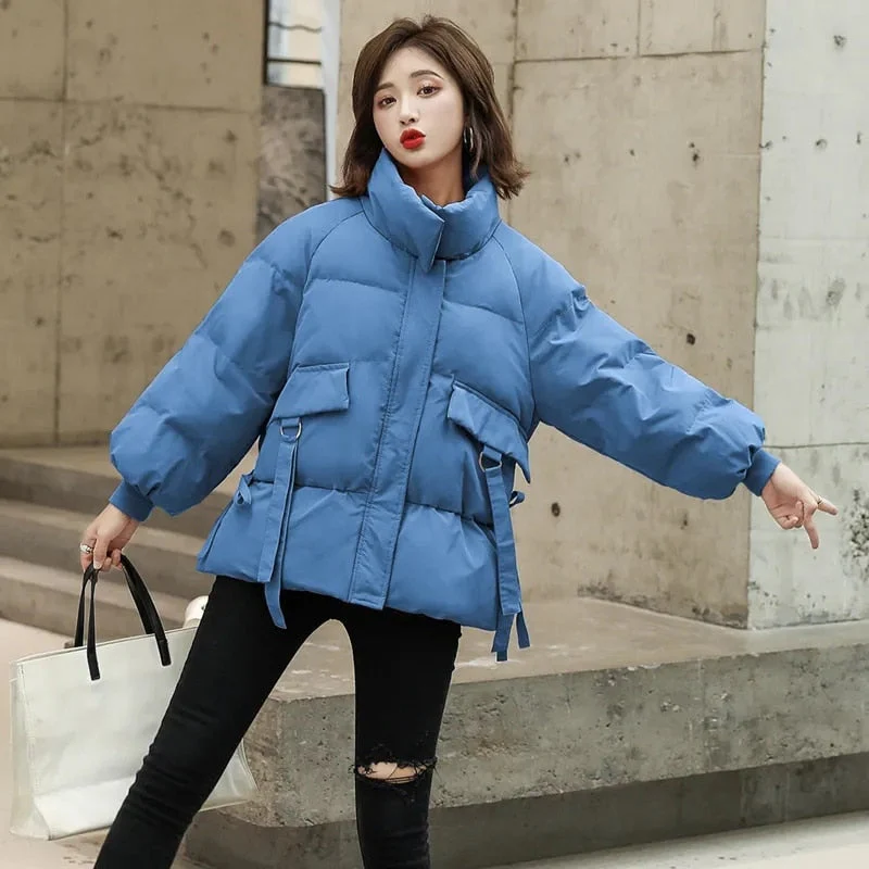 Christmas Gift Deanwangkt New Winter Women's Jacket Thick Warm Bomber Jackets Cotton Padded Parka Coat Female Loose Puffer Parkas Oversize Outwear - Deanwangkt