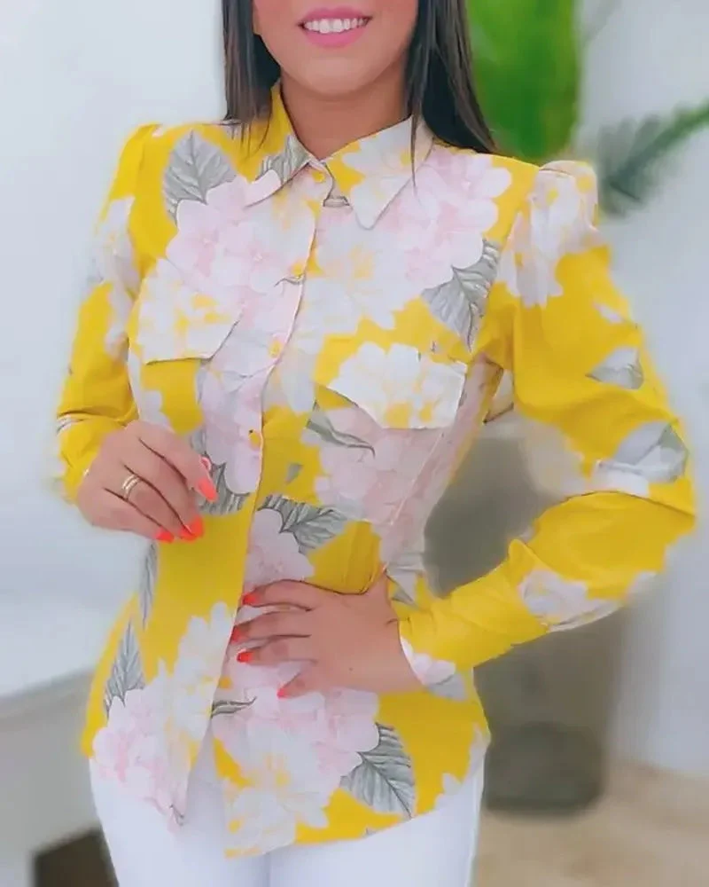 Deanwangkt - Floral print shirt with puff sleeves - Deanwangkt