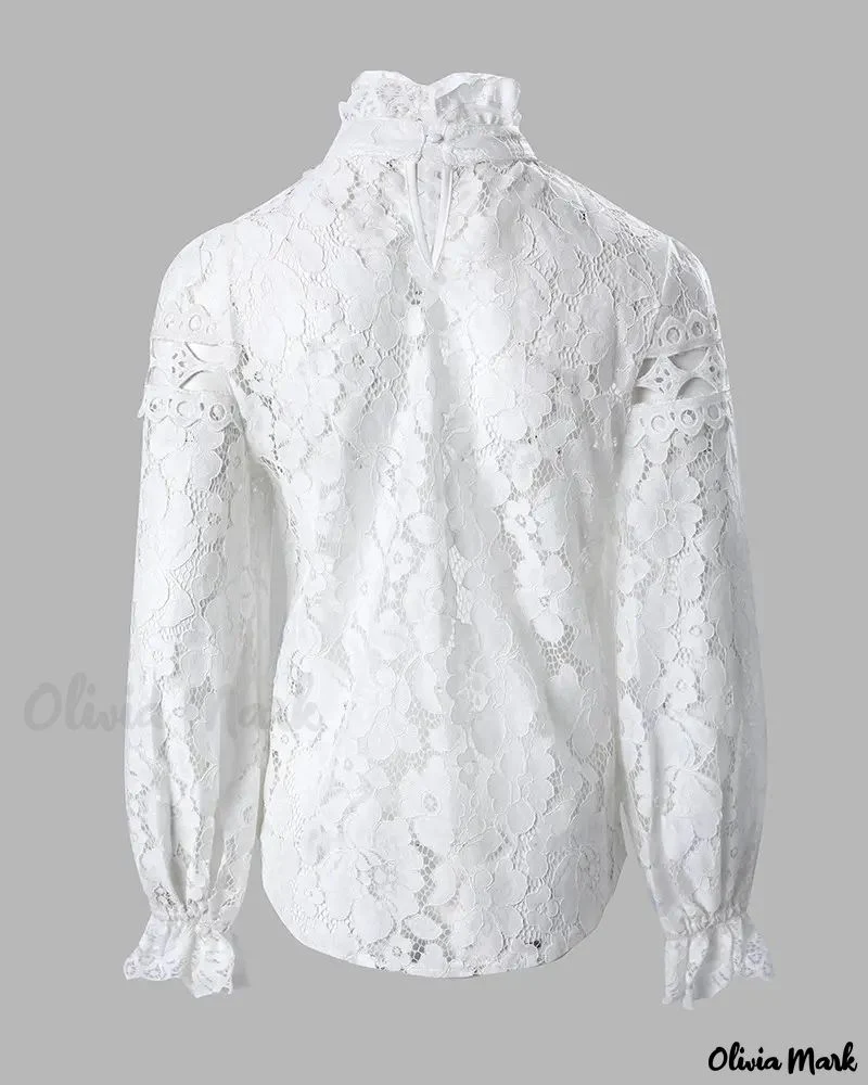 Deanwangkt - Hollow Out Long Sleeve Lace Top - Deanwangkt