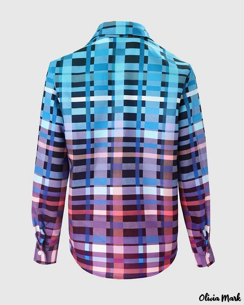 Deanwangkt - Color Block Plaid Long Sleeve Top - Deanwangkt