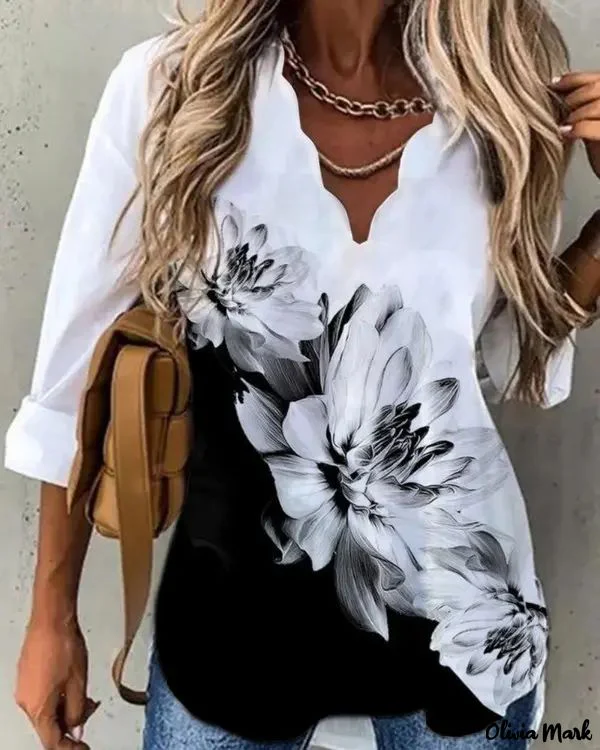Deanwangkt - Relaxed floral print top with scalloped edges - Deanwangkt