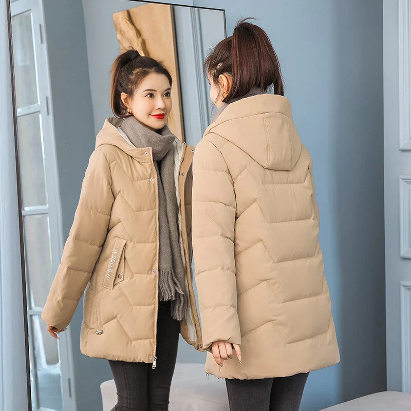 Christmas Gift Deanwangkt New Winter Parkas Women Jacket Long Coat Slim Female Down Cotton Parka Hooded Thick Warm Overcoat Loose Casual Jackets - Deanwangkt