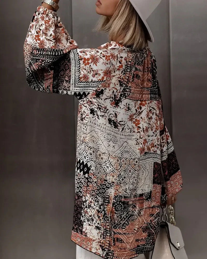 Deanwangkt - Long sleeve top with tribal print and flowers - Deanwangkt