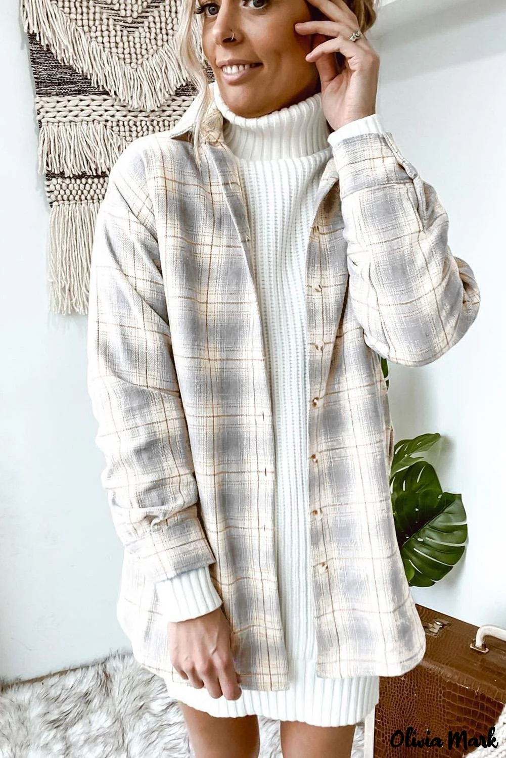 Deanwangkt - Turn-down Collar Button-Up Plaid Shirt - Deanwangkt