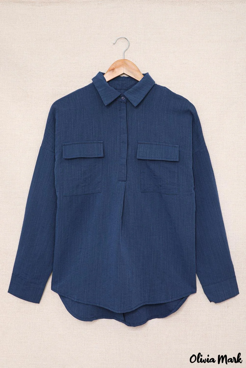 Deanwangkt - Khaki button down long sleeve shirt with pocket - Deanwangkt