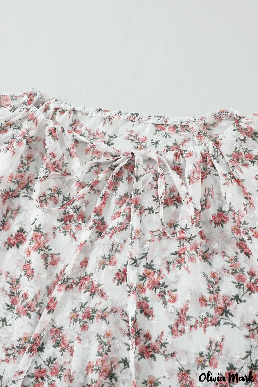 Deanwangkt - Multicolor Floral Print Drawstring Long Sleeve Blouse - Deanwangkt