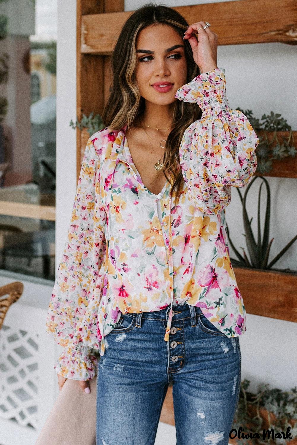 Deanwangkt - Cakewalk Rose Floral Smocked Blouse - Deanwangkt