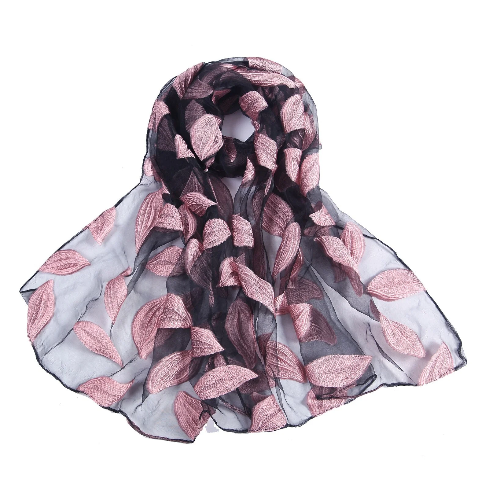 Christmas Gift Deanwangkt New Spring Summer Scarf Women Fashion Leaf Cut Flowers Scarves Elegant Lady's Beach Cove Up Winter Scarf For Women Shawl - Deanwangkt