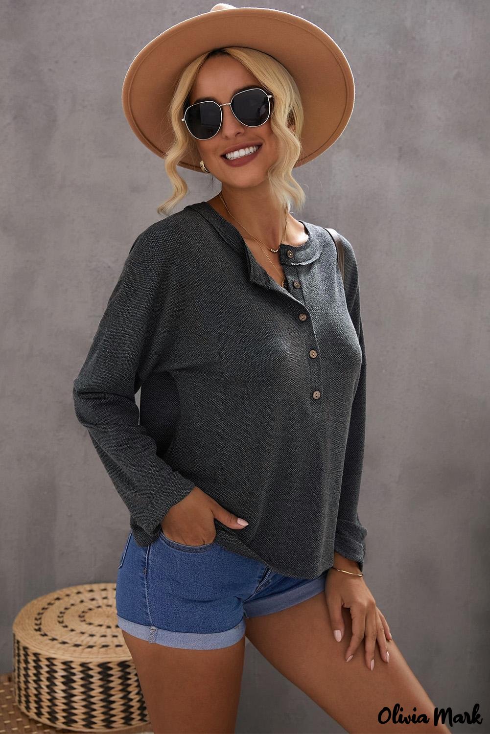 Deanwangkt - Loose buttoned khaki long sleeve shirt - Deanwangkt