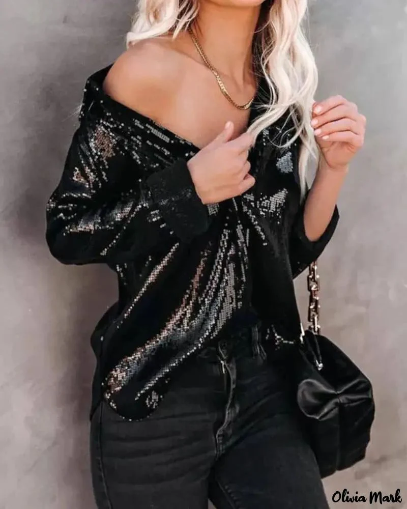 Deanwangkt - Sequin button-up shirt with long sleeves - Deanwangkt