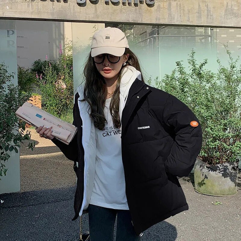 Christmas Gift Deanwangkt New Winter Jacket Coat Women Warm Parkas Snow Wear Thicken Warm Cotton Padded Jacket Female Loose Wadded Jackets Plus Size - Deanwangkt