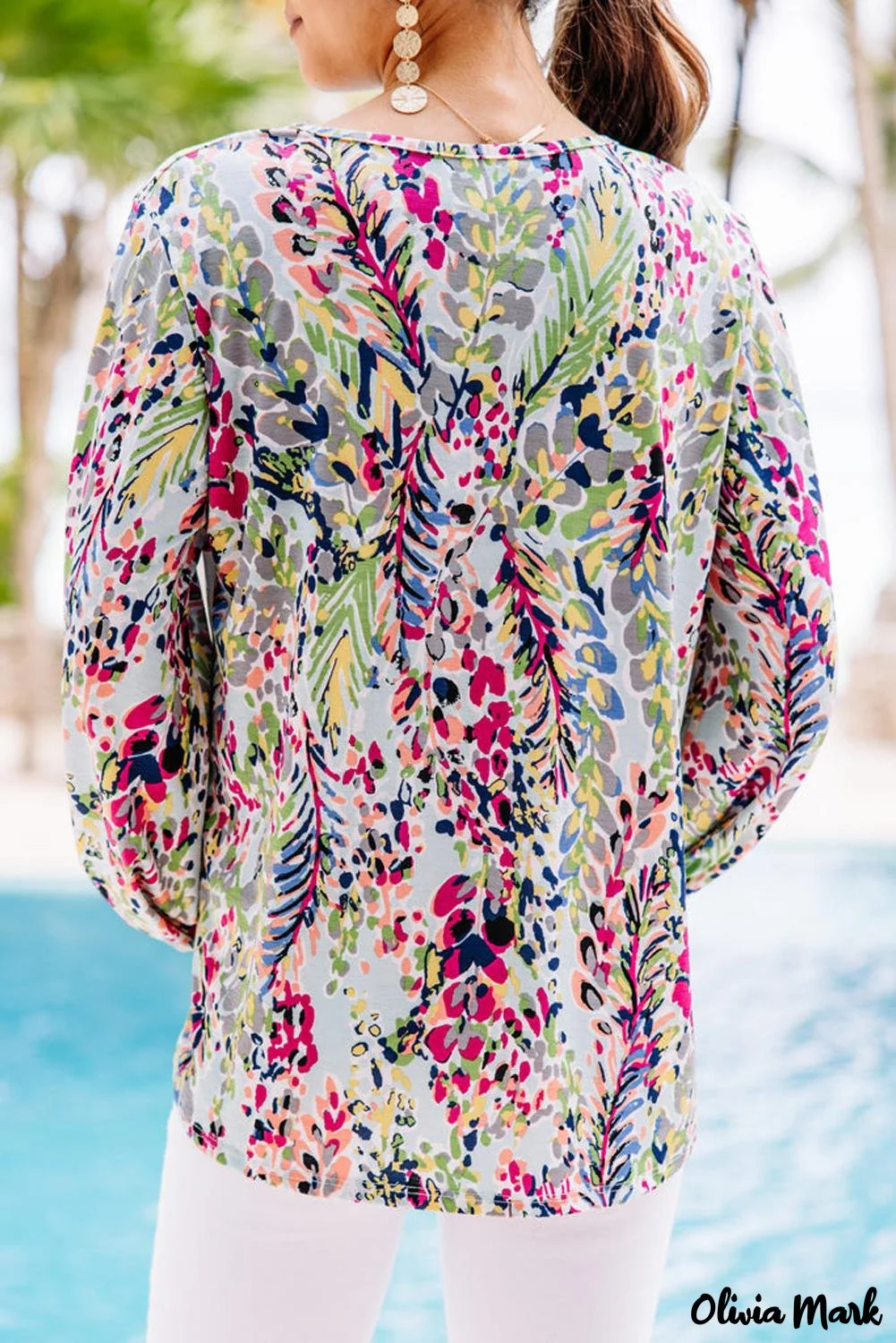 Deanwangkt - Green Floral Print Puff Sleeve Loose Blouse - Deanwangkt