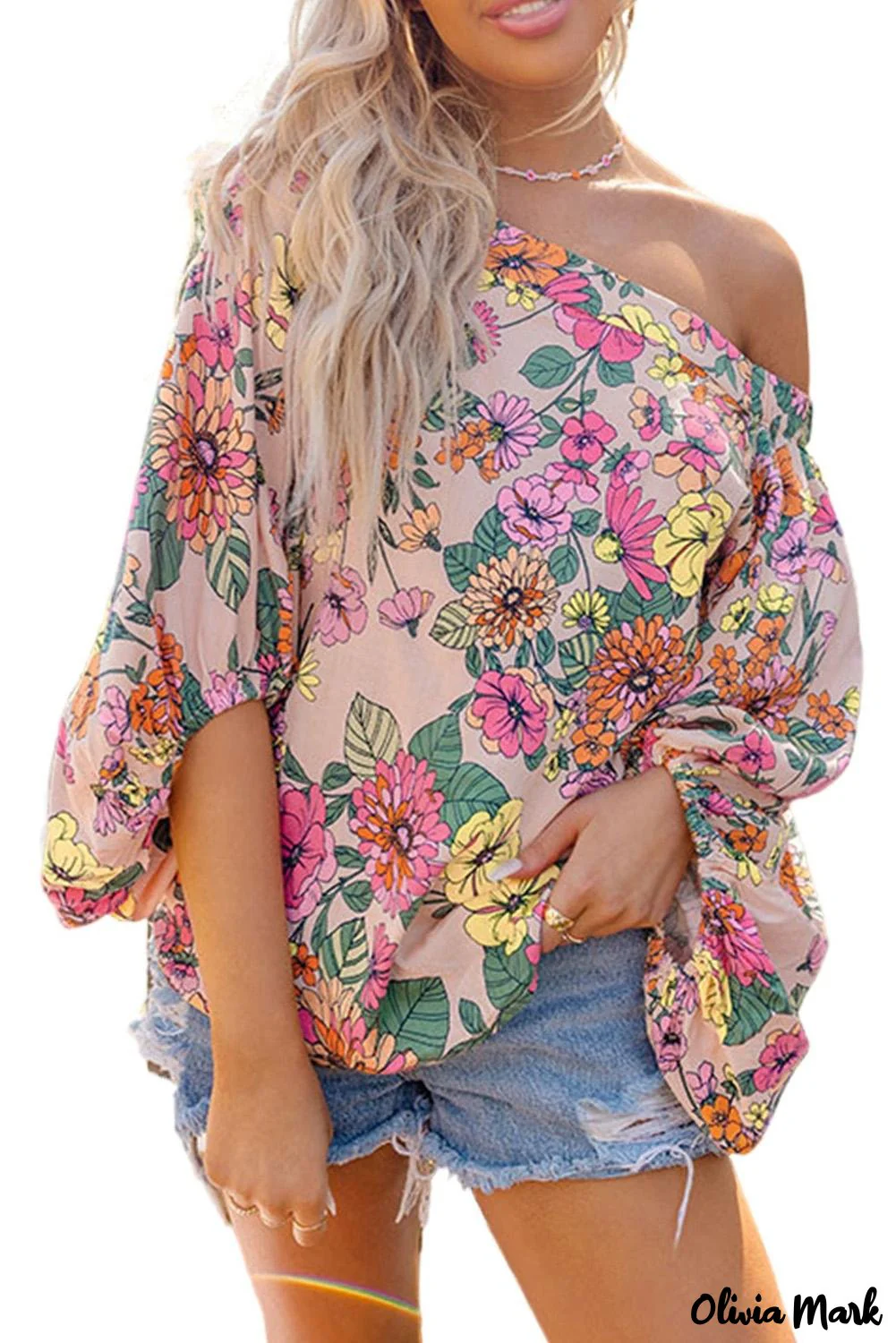 Deanwangkt - White off-the-shoulder top with watercolor flowers - Deanwangkt