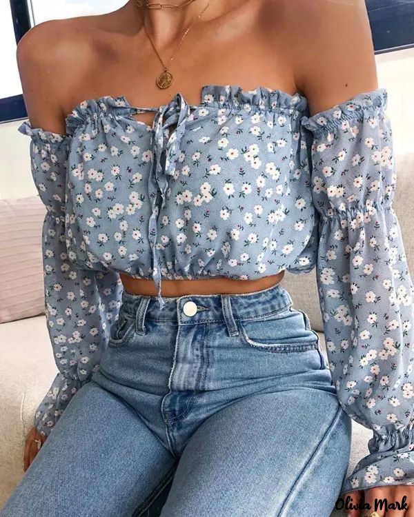 Deanwangkt - Floral Off Shoulder Ruffle Hem Blouse - Deanwangkt