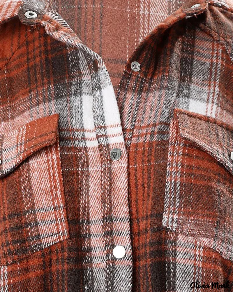 Deanwangkt - Plaid Print Long Sleeve Button-Up Shirt - Deanwangkt