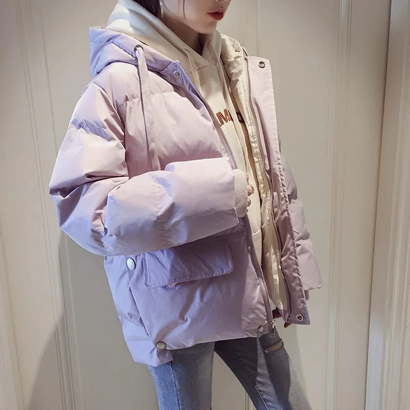 Christmas Gift Deanwangkt Down Jacket Women's Winter Clothes Coat New Loose Thickened Hooded padd Cotton Coats Parkas Bubble Short Puffer Jacket - Deanwangkt