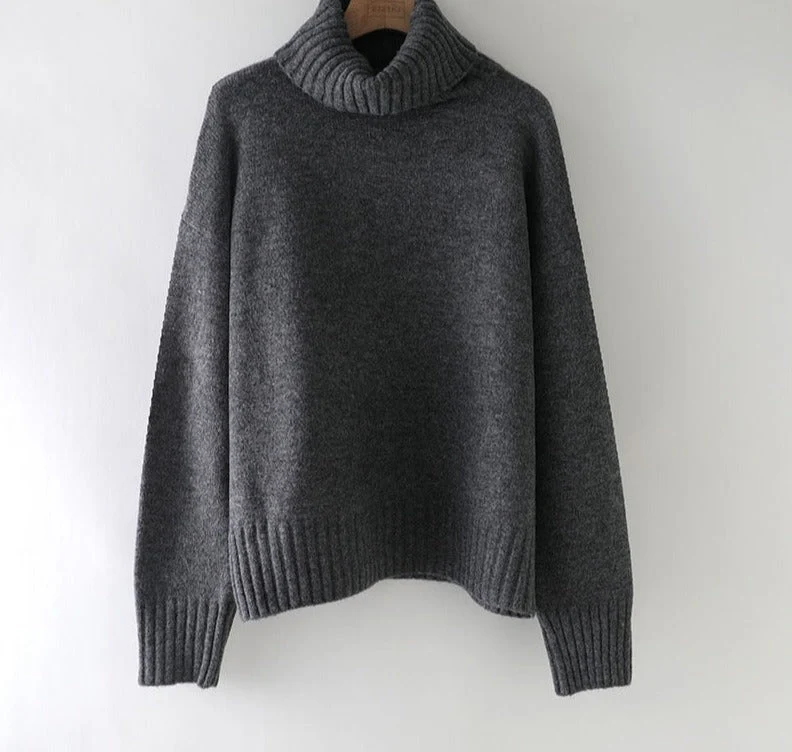 Christmas Gift autumn Winter casual cashmere oversize thick Sweater pullovers Women loose Turtleneck women's sweaters jumper - Deanwangkt